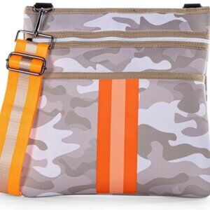 Haute Shore Peyton Beige Camo & Orange Crossbody Bag w/ 2 Straps